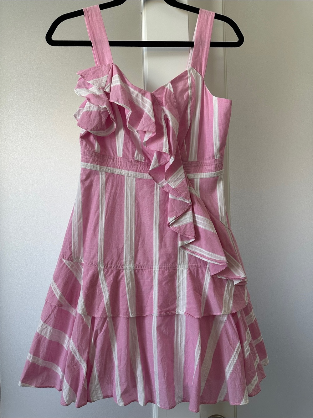 Gianni Bini Pink and White Striped Ruffle Sundress